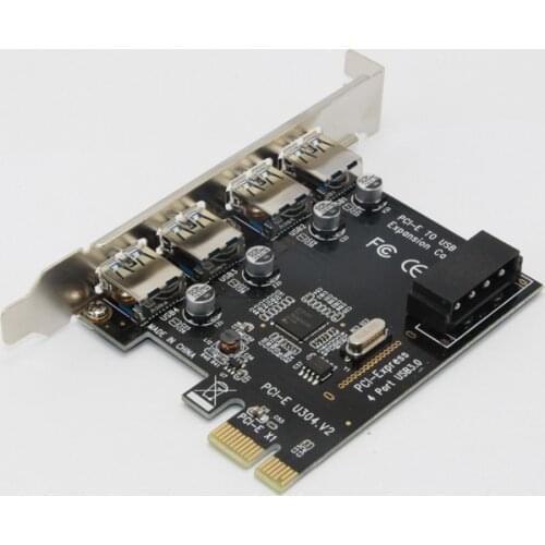 USB 3.0 4 Port PCIE To Expansion Card PCI Express Adapter Pcie Card 4-Port USB3.0 5Gb with Sata 15Pin to 4Pin Power Cable for PC