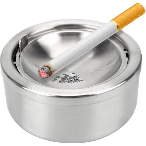 NICEYARD Round Windproof Cigarette Ashtray Stainless Steel With Lid Smoking Accessories Ash Storage Case