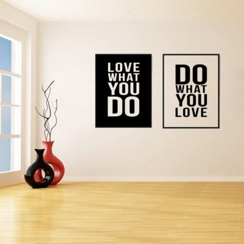 Modern Simple Style Lettering Pattern Love What You Do Vinyl Wall Stickers for Living Room Fashion Poster Decals Murals YY79