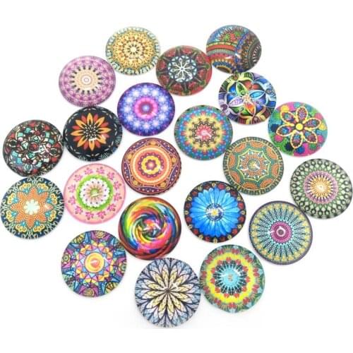 YIQIFLY Free Shipping 30pcs 25mm Mix Color Glass Flat Flatback Photo Glass Cabochon Beads for for Cabochon Base Jewelry Making