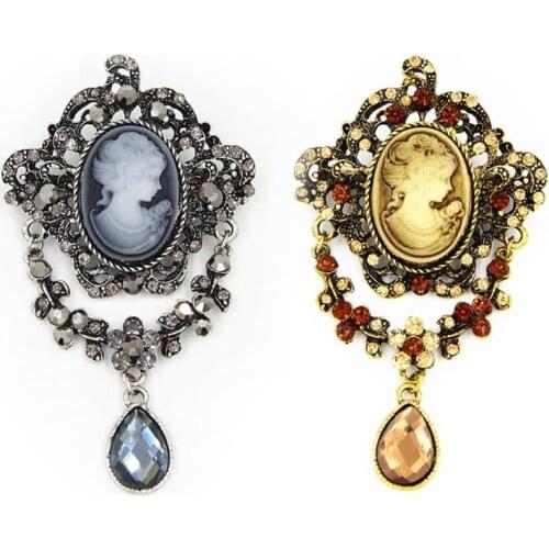 Lady Vintage Cameo Victorian Style Wedding Party Pendant Brooch Pin Gift