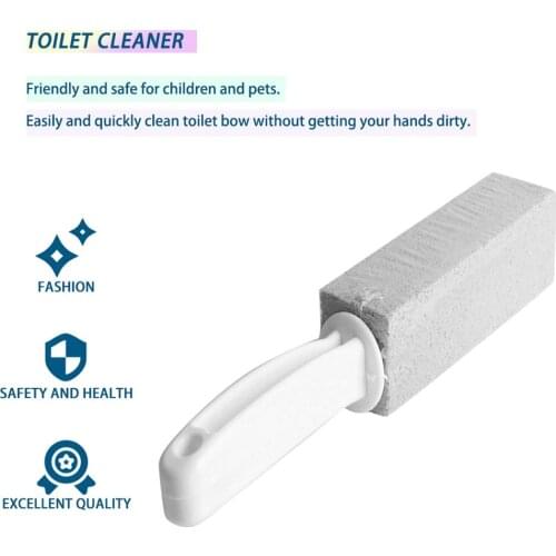 1PC Natural Pumice Stone Toilets Brush Quick Cleaner with Long Handle for Toilets Sinks Bathtubs 360° Bathroom Cleaning Tool