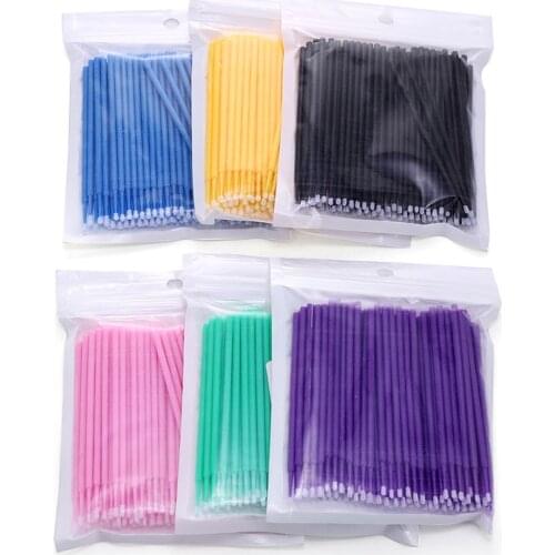 100 Pcs/Pack Disposable Micro Brush For Eyelash Extension Tools Micro Brush Eyelashes Extension Individual Lash Removing Swab