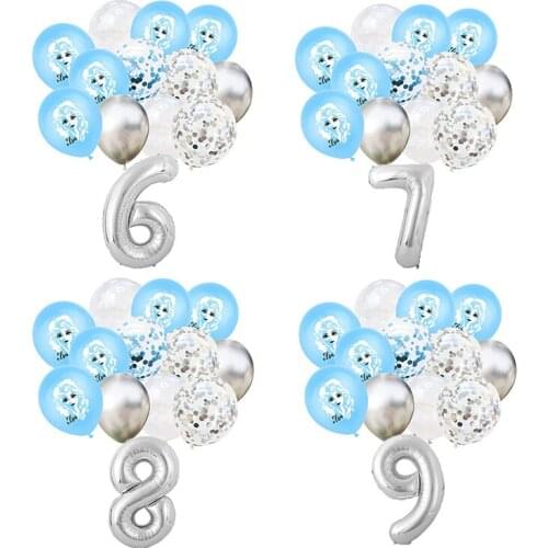 13pcs/set Aluminum Foil Number Balloon Set Disney Frozen 2 Princess Childrens Birthday Party Decoration Baby Shower Globos