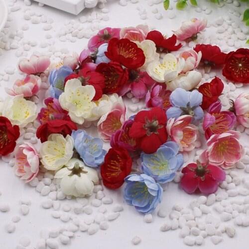 150Pcs/Bag Artificial Flowers Silk Flowers Cherry Blossom Flower Heads DIY Fake Flowers Flores Artificiales Wedding Car Decor