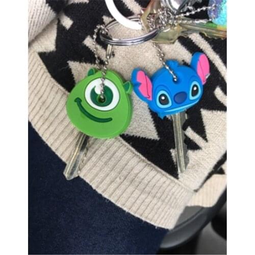 2Pcs/set Key Holder Cartoon Silicone Protective Key Case Cover For Keys Cute Creative PVC Soft Keychain Ornament Pendant