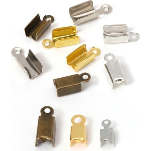 200pcs Metal End Caps End Clasps for Leather Cord Gold/Silver Plated Crimp Bead Connectors for DIY Jewelry Making Wholesale