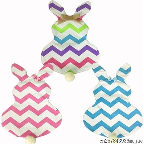 30pcs Chevron Easter Flag Garden Easter Decoration Canvas Easter Garden Flag Banners with Bow 12 * 18 inch