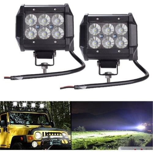 Car Led Light Bar 18W Work Light Lamp Cree Chip LED 4" Motorcycle Tractor Boat Off Road 4x4 4WD Truck SUV ATV 12V