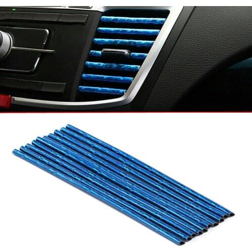 Car Accessories 10PCS Auto Car Air Outlet Decoration Strip 7 Color Electroplated Silver DIY Car Air Vent Trim Strip Car-styling