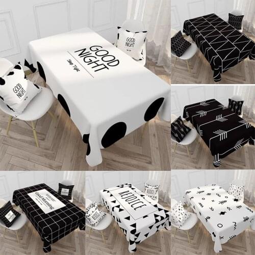 Black And White Check Table Cloth Household Waterproof Durable Desk Tea Tablecloth Cotton Linen Simple Table Cover