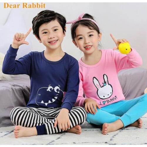 Kid clothes Sleepwear baby girl Autumn Winter cotton sets Children Homewear Pajamas Boy Pyjamas Nightwear 2-13Y teenage jacket