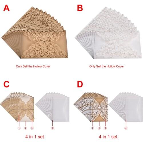 Pcs Design Flower Pattern Laser Cut Lace Wedding Invitations West Cowboy Customize Invitation Cards Send Seal Envelope landmark