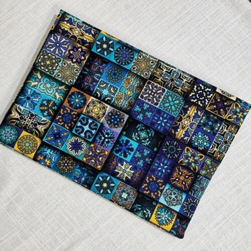 Graceful African Style Deep Green Geometry Patterns Printed Cotton Fabric 50x105cm Africa Fabric Patchwork Cloth Bag Home Decor