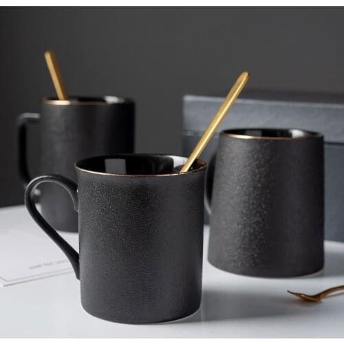 Ceramic Mug Tumblers Tazas De Ceramica Creativas Tea Tumbler Cups Coffee Milk Mugs Novelty Large Vintage Home Black Cup