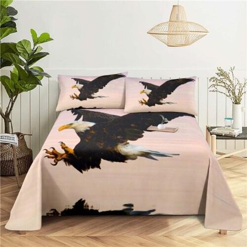 Eagle 0.9/1.2/1.5/1.8/2.0m Digital Printing Polyester Bed Flat Sheet With Pillowcase Print Bedding Set