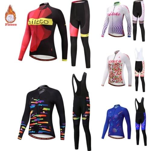 Miloto Cycling Jersey Set Womens Long-Sleeved Winter Wear Ladies Warm Fleece Vest Suit Fashion Casual Uniform Road MTB Bike