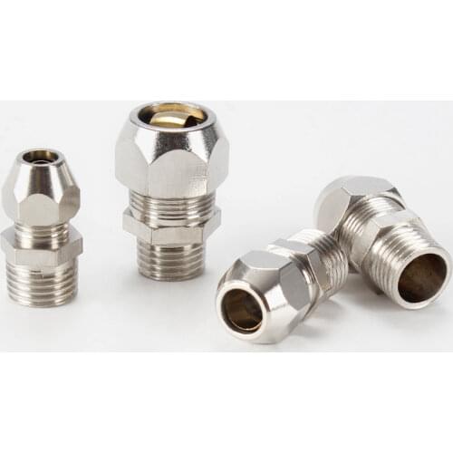 Compression Ferrule Tube Fitting 4-16mm Male BSPT Nickel Plated Brass Pipe Double Card Set Copper Joints Tubing Nut Lock Double