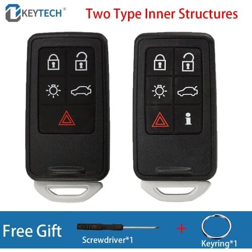 OkeyTech Remote Car Key Shell For Volvo S60 V60 S70 V70 XC60 XC70 2007 2008 2009 2017 5/6 Buttons Inset Uncut Blank Blade