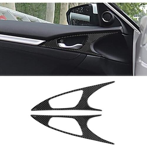 Carbon Fiber Door Handle Bowl Cover Trim Interior Door Bowl Panel Door Decorations for 10Th Gen Honda Civic 2016-2020
