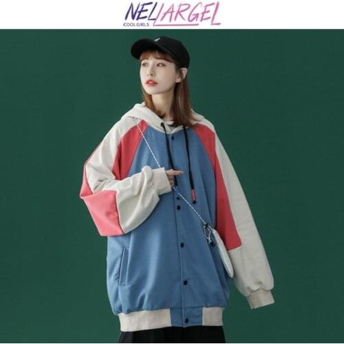NELLARGEL Women Y2k Patchwork Harajuku Varsity Jacket 2021 Female Vintage Harajuku Japanese Bomber Jacket Girl Streetwear Jacket