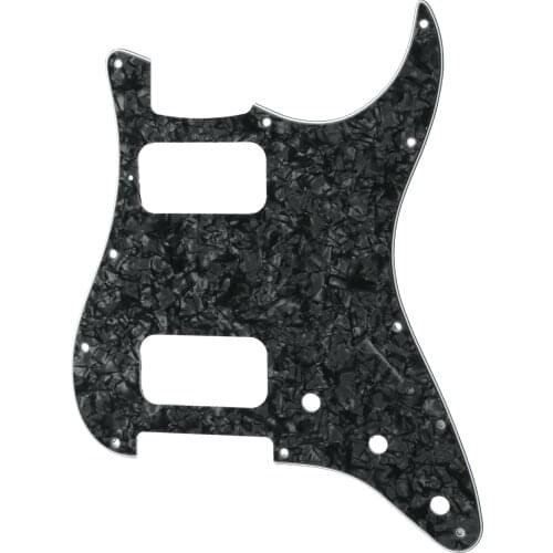 Musiclily Pro 11 Holes Round Corner HH Strat Pickguard for American/Mexican Fender Standard Stratocaster, 4Ply Black Pearl