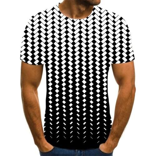 2021 New check pattern T-shirt casual Harajuku top 3D printing check mens T-shirt summer O-neck shirt oversized streetwear