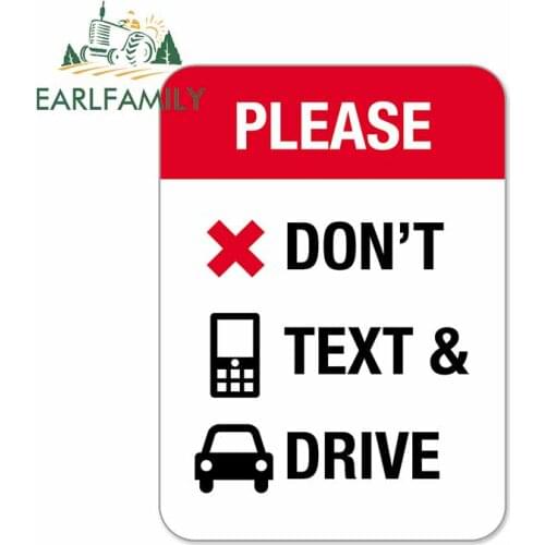 EARLFAMILY 13cm x 9.6cm for Please Dont Text and Drive Sign Cartoon Car Sticker Air Conditioner Graphics Decal Car Accessories