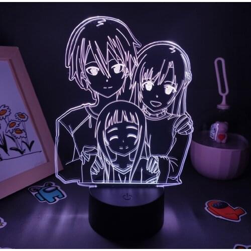 Sword Art Online SAO 3D Night Lights Anime Figures Kirito Asuna RGB Neon Battery Touch Lava Lamp LED Manga Table Desk Decoration