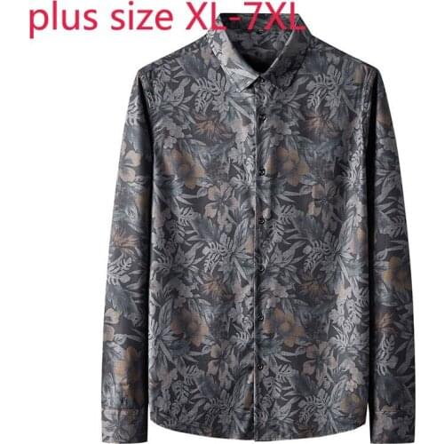 New Arrival Suepr Large Spring And Autumn Fashion Young Men Casual Printed Long Sleeve Casual Shirts Plus Size XL-4XL 5XL6XL 7XL