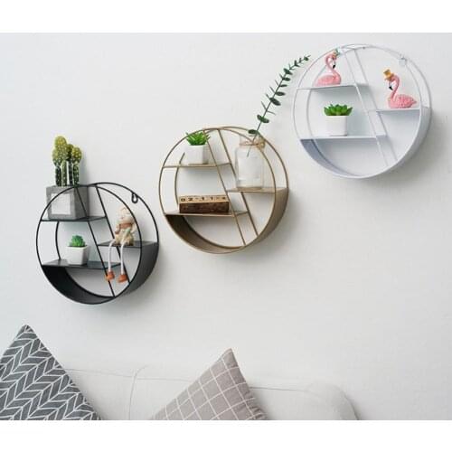 Nordic Style Storage Organizer Floating Geometric Multi-Functional Storage Rack Creative Round Shape Storage Rack for Home