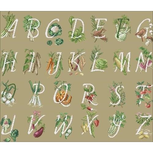Vegetable Alphabet Counted Cross Stitch 11CT 14CT 18CT DIY Chinese Cross Stitch Kits Embroidery Needlework Sets