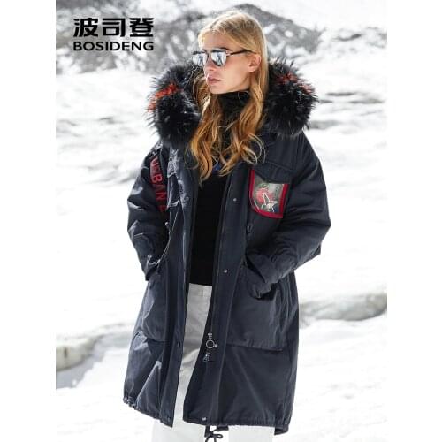 BOSIDENG Rose collection harsh winter duck down parka women thicken down coat hooded outwear waterproof real fur B80141126