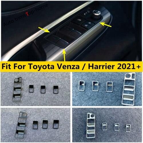 Inner Door Armrest Window Lift Button Panel Cover Trim Black / Matte ABS Interior Accessories For Toyota Venza / Harrier 2021