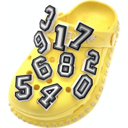 10PCS/Set Cartoon New Design Number Icon Silicone Shoes Charms Croc Jibz Buckle Decoration X-mas Gifts Cute Shoe Accessories