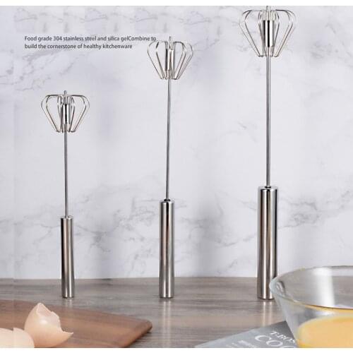 3 Sizes Semi-automatic Mixer Egg Beater Manual Self Turning Stainless Steel Whisk Hand Blender Egg Cream Stirring Kitchen Tools
