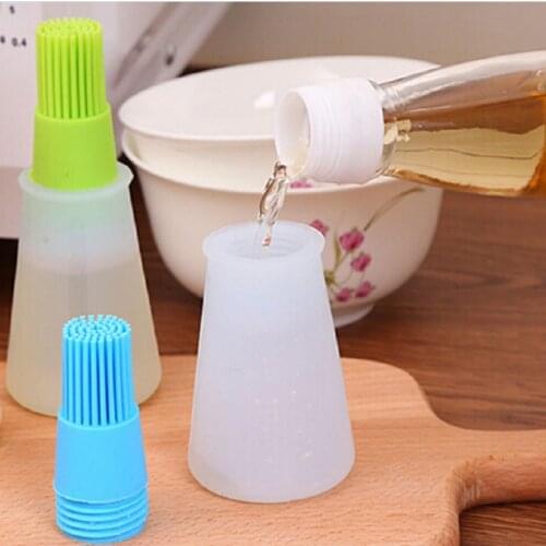 Portable Silicone Oil Bottle With Brush Baking BBQ Basting Brush Pastry Oil Brush Kitchen Baking Honey Oil Barbecue Tool Gadgets