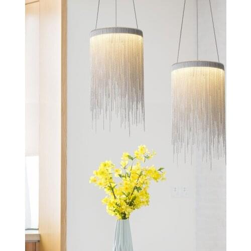 Post-Modern Aluminum Pendant Lamp Novelty Aluminum Chains 12W LED Pendant Light Dining Room Living Room Bedroom Light