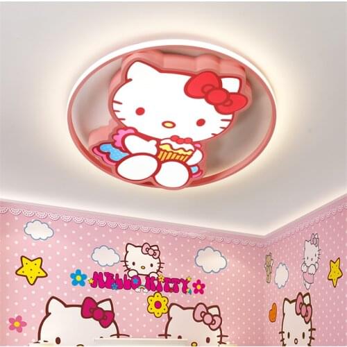 Cute Kitty Cat Cartoon Ceiling Lights Girl Bedroom Lamp Childrens Room Lighting Study Princess Room Light LED Pink Ceiling Lamp