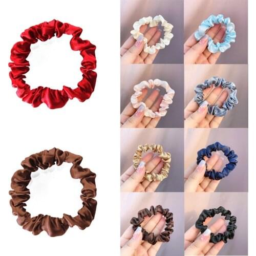 Girls Satin Small Hair bands ropes Ponytail Holder hair ties Solid color Elastic Hair Bands Scrunchies girls hair accessories