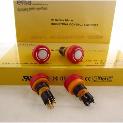 [ SA ]Imports EMA light stop switch 16mm 01S-CE40.Q/S1P DC6/12/24V LED 1a1b--10PCS/LOT