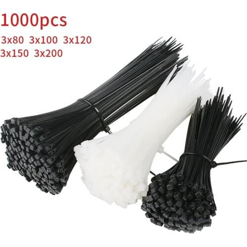 500Pcs/pack 3*200mm width 1.8mm Black color Self-locking Plastic Nylon Cable Ties,Wire Zip Tie