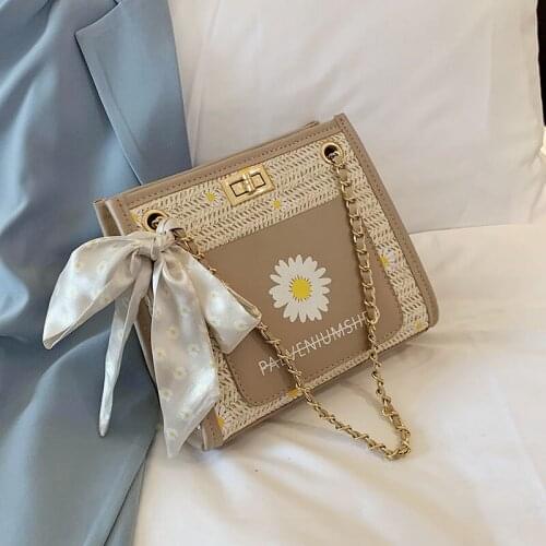 Shangxin small bag female bag 2021 summer new trendy fashion chain crossbody small square bag straw woven all-match shoulder bag