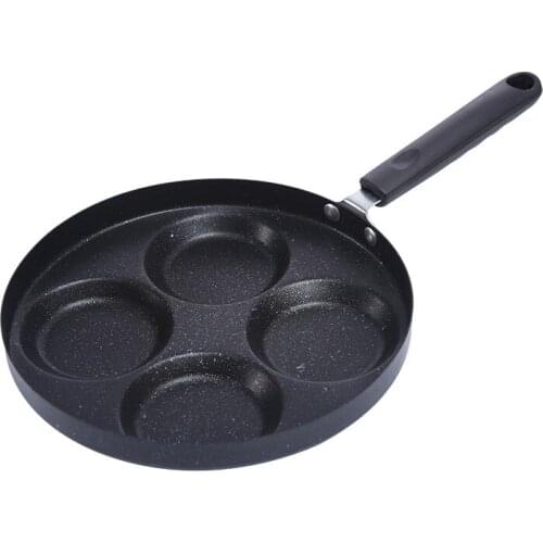 Flat Bottom Frying Pan Hamburger Dumplings Non-stick Pan Abrasives Fine Iron Four-hole Omelette Pan Induction Cooker General