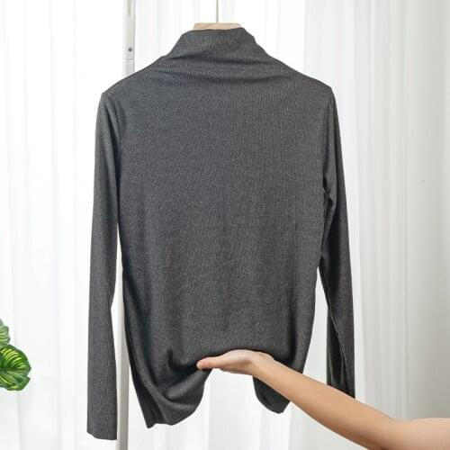 Womens Knitted Sweaters Autumn Winter Long-Sleeved Bottoming Shirts Thin Solid Color Hight Collar Pullovers Warm Womens Tops