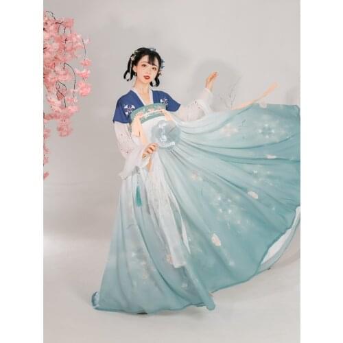 Female Hanfu Chinese Style Half-Sleeve Qi Chest Fairy Dress Tang Dynasty Elegant Princess Costumes Women Dancer Clothes DQL4631
