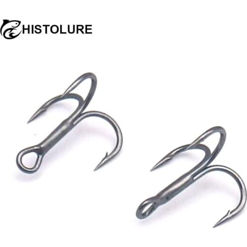 10Pcs/lot Sharp Fishhook 6# 8# 10#12# 14# Black Fishing Hook High Carbon Steel Treble Hooks Fishing Tackle