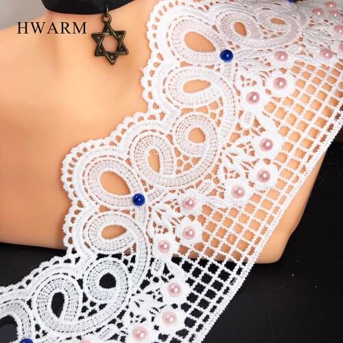 10yard 9.6cm 3D Lace Fabric Sewing Trim Skirt Clothes Dress Accessories Diy Single Side White Hollow Bar Code Curtain Decoration