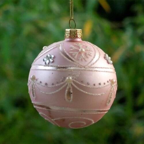 12pcs/pack Diameter=8cm Pink Series Glass Ball Christmas Day Tree Decoration Hanging Pendant Festival Wedding Friend Gift