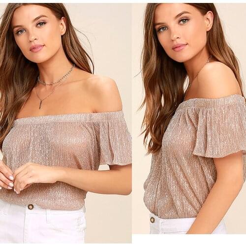 2017 Maternity Fashion Pullover Sexy Off Shoulder Tops Short Sleeve T Shirt Fashion Tunic Tops Casual Blouse Golden and Silver